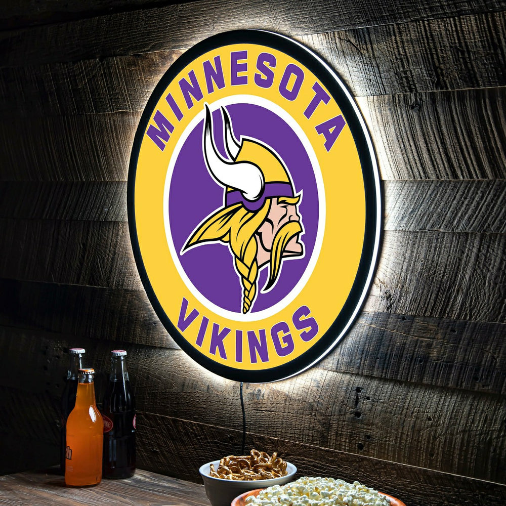 LED Wall Decor, Round, Minnesota Vikings, NFL, Home