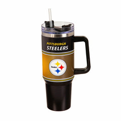 40oz Stainless Steel Canyon Cup w/ Straw, Pittsburgh Steelers, NFL, Home