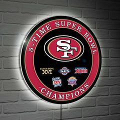 San Francisco 49ers Multi-Win Superbowl Champions Football Round LED W, NFL, Home