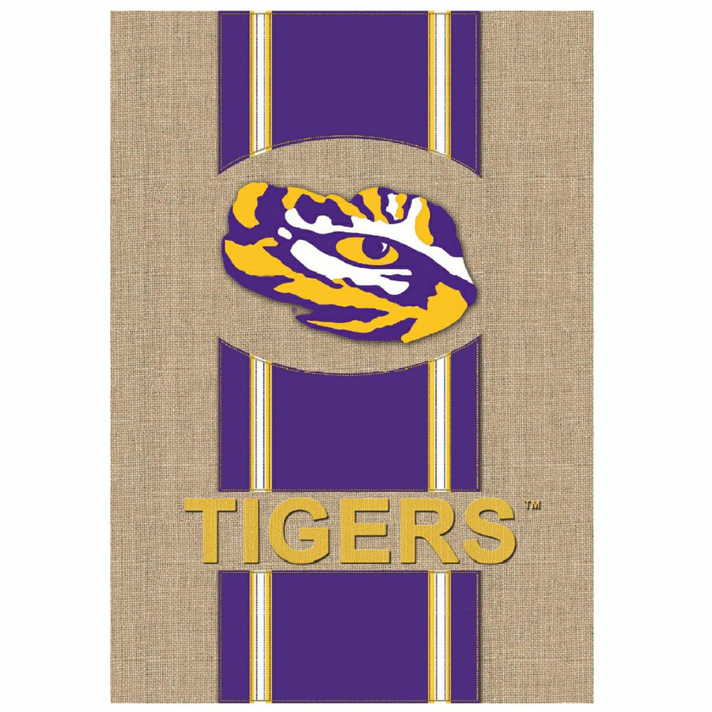 Burlap Louisiana State University Tigers Garden Flag, 12.5 x 18 inches, Collegiate, Home