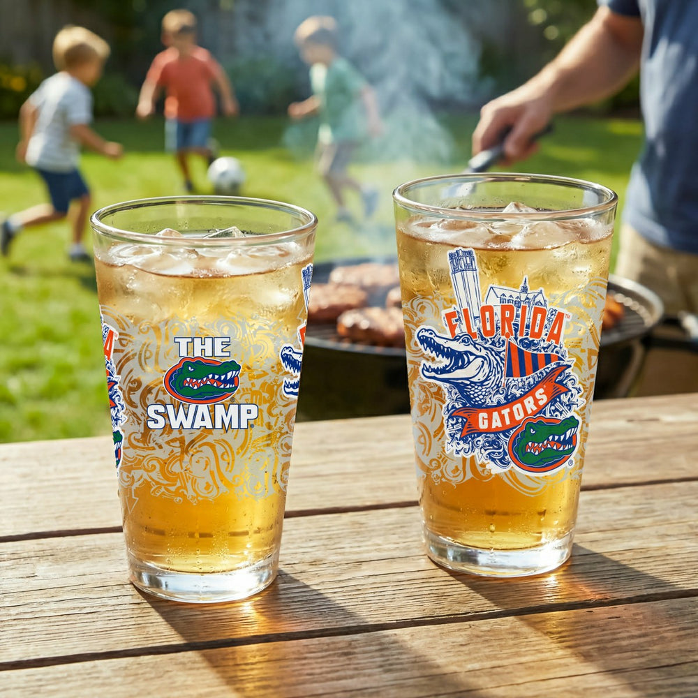 University of Florida 16oz Glass pint, Set of 2, Collegiate, Home
