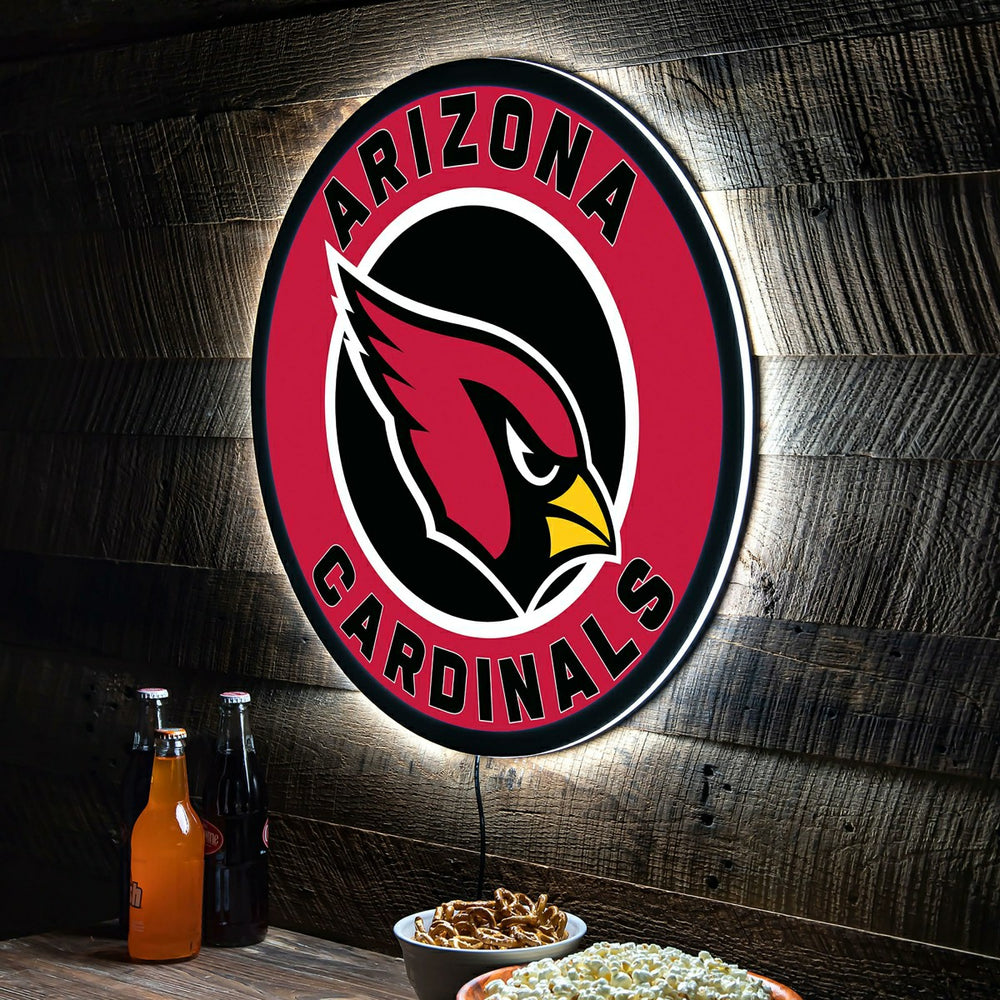 LED Wall Decor, Round, Arizona Cardinals, Home