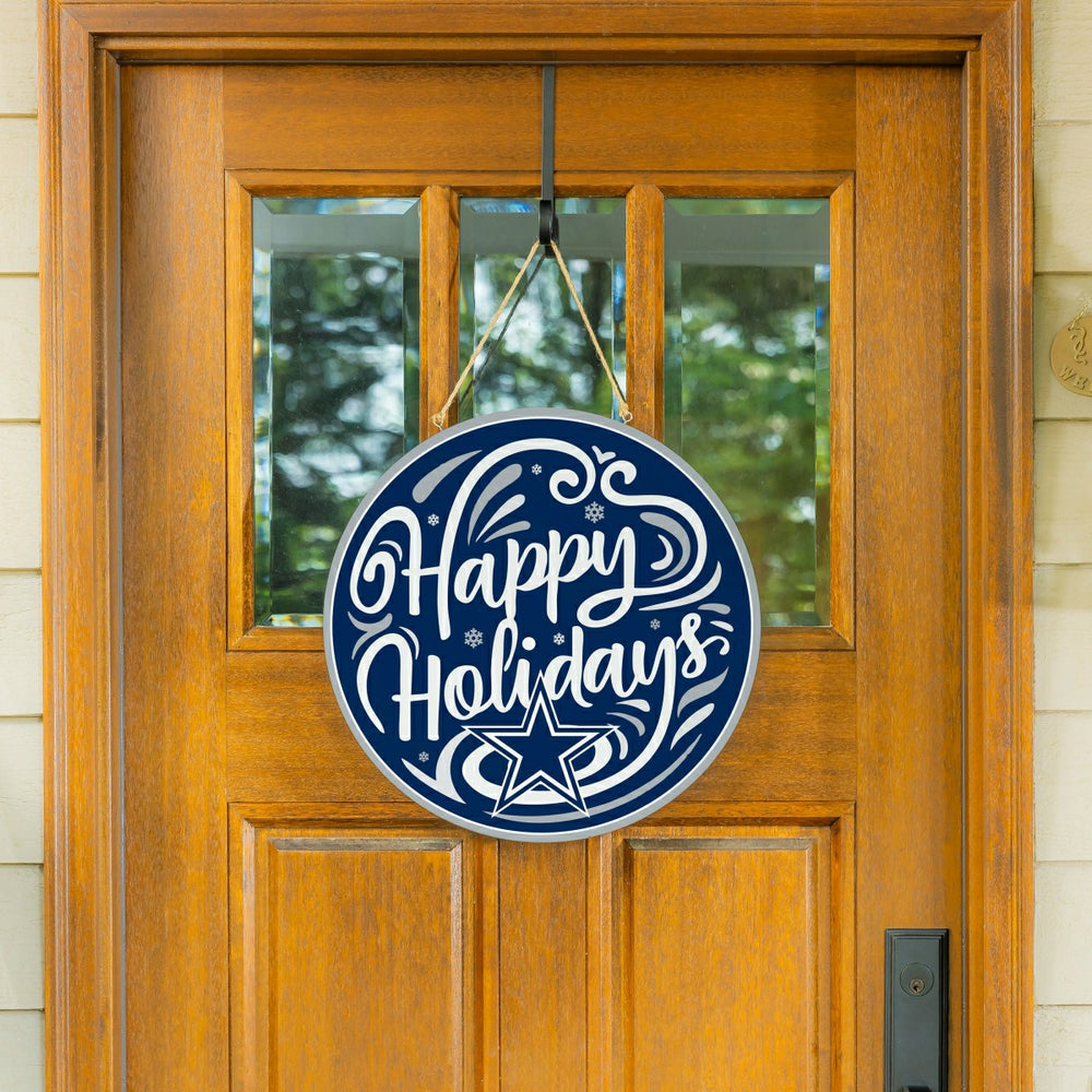 Dallas Cowboys Holiday Round Door Décor with Hanging Rope, 18x18, Home