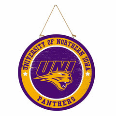 University of Northern Iowa Round Door Décor with Hanging Rope, 18x18, Home