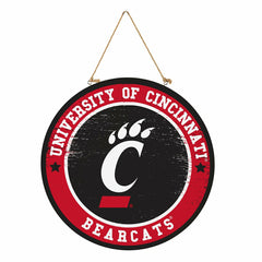 University of Cincinnati Round Door Décor with Hanging Rope, 18x18, Home