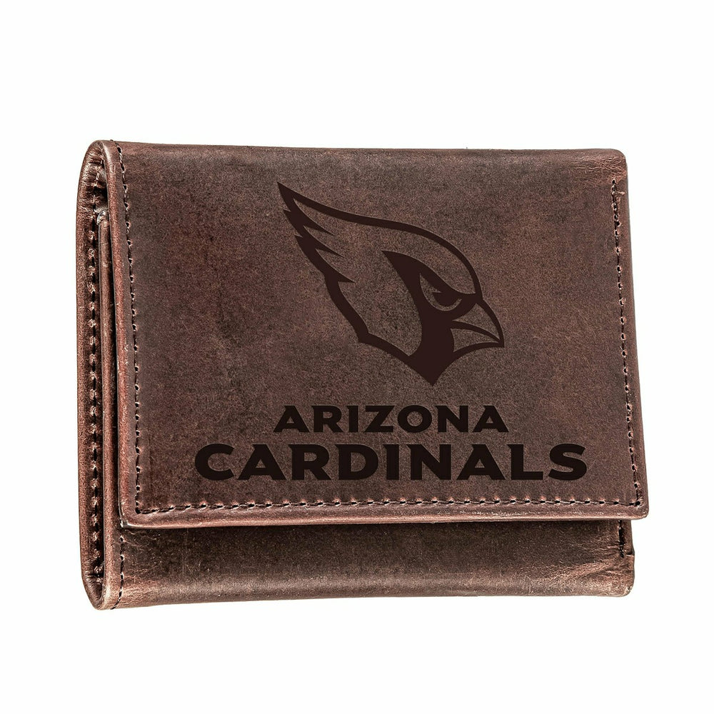 Arizona Cardinals, Tri-Fold Wallet, Brown, CH, 100% Genuine Leather, Home