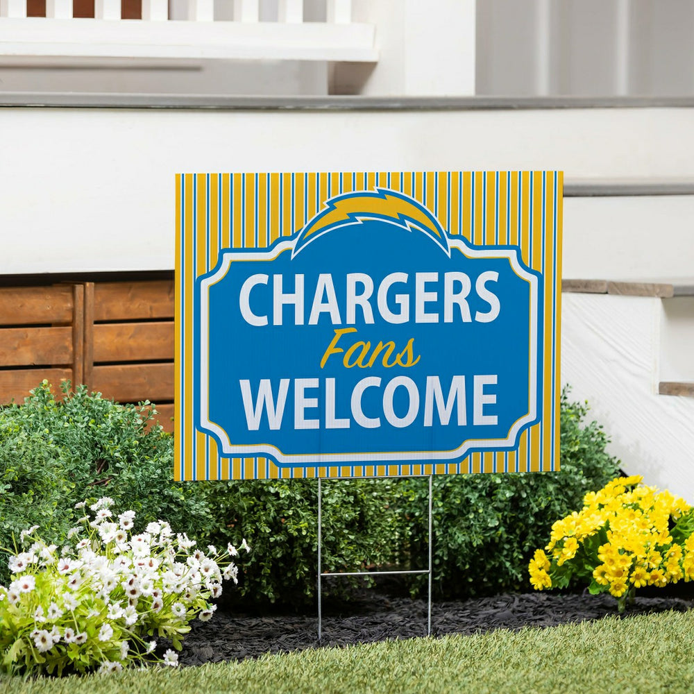 Los Angeles Chargers Coroplast Yard Sign, "Fans Welcome", Home