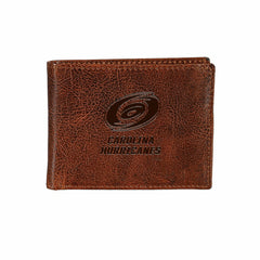 Carolina Hurricanes, Embossed 100% Genuine Tumbled Leather Passcase Bi, Home