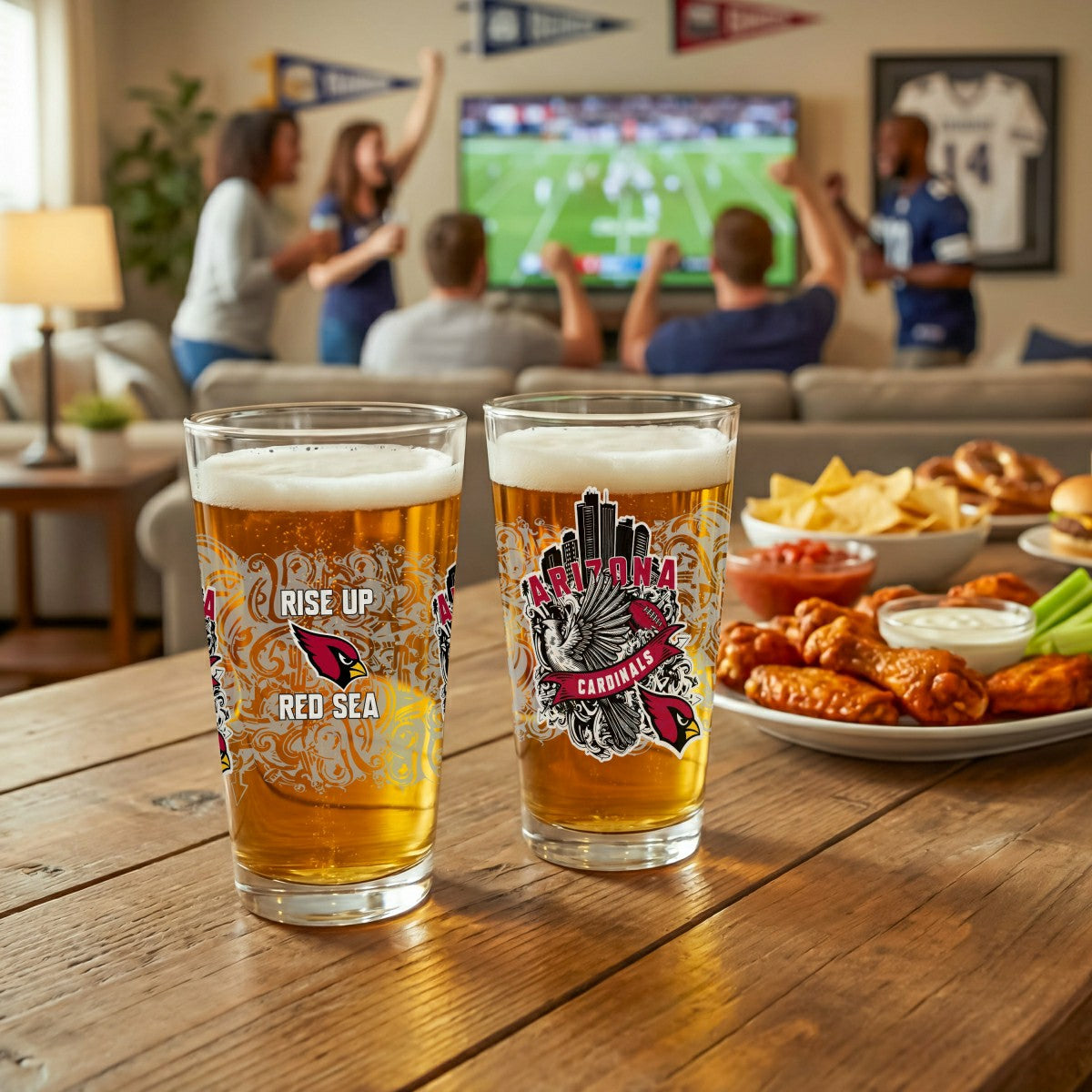 Arizona Cardinals 16oz Glass pint, Set of 2, NFL, Home