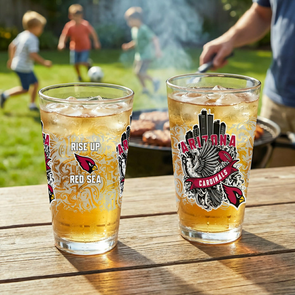 Arizona Cardinals 16oz Glass pint, Set of 2, NFL, Home