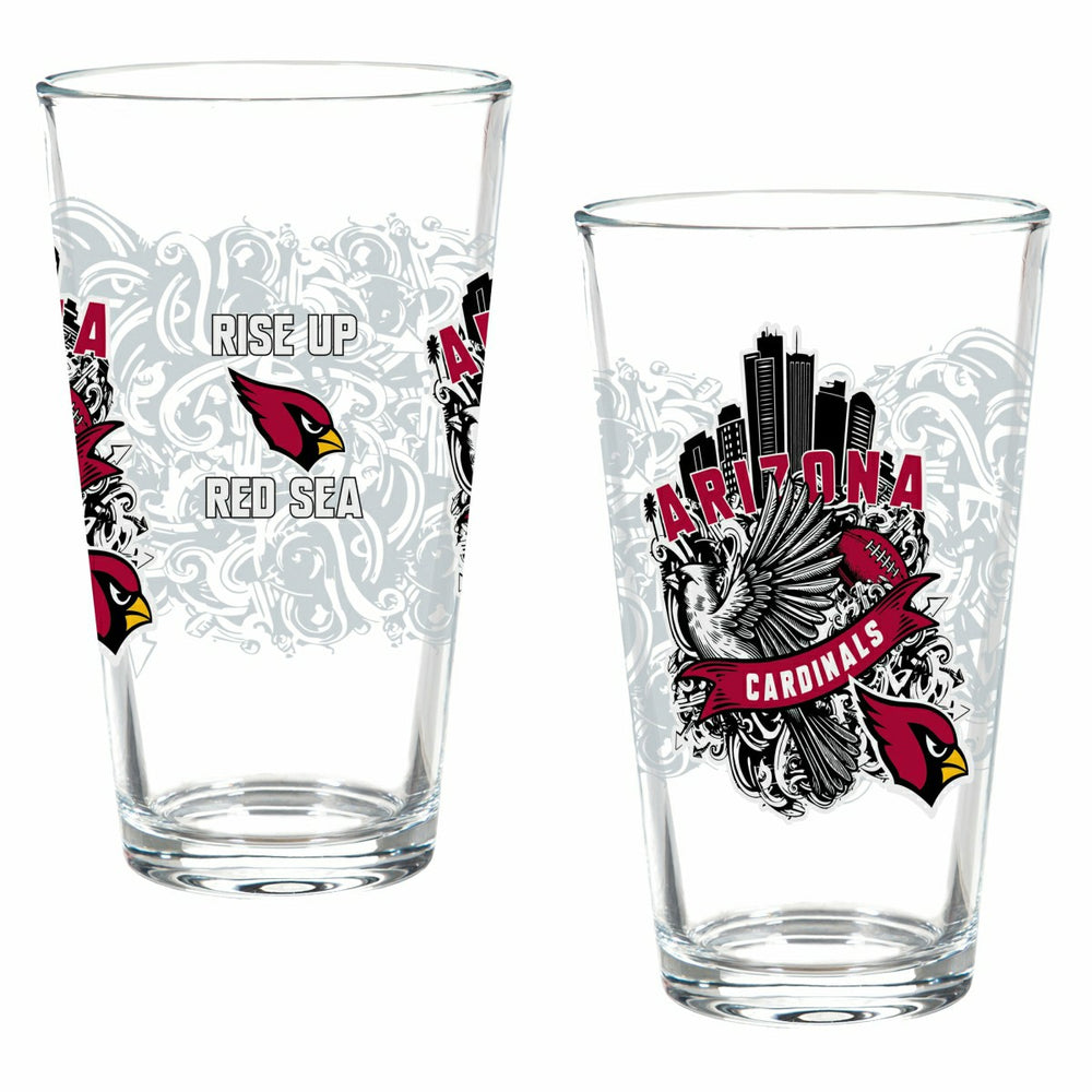 Arizona Cardinals 16oz Glass pint, Set of 2, NFL, Home