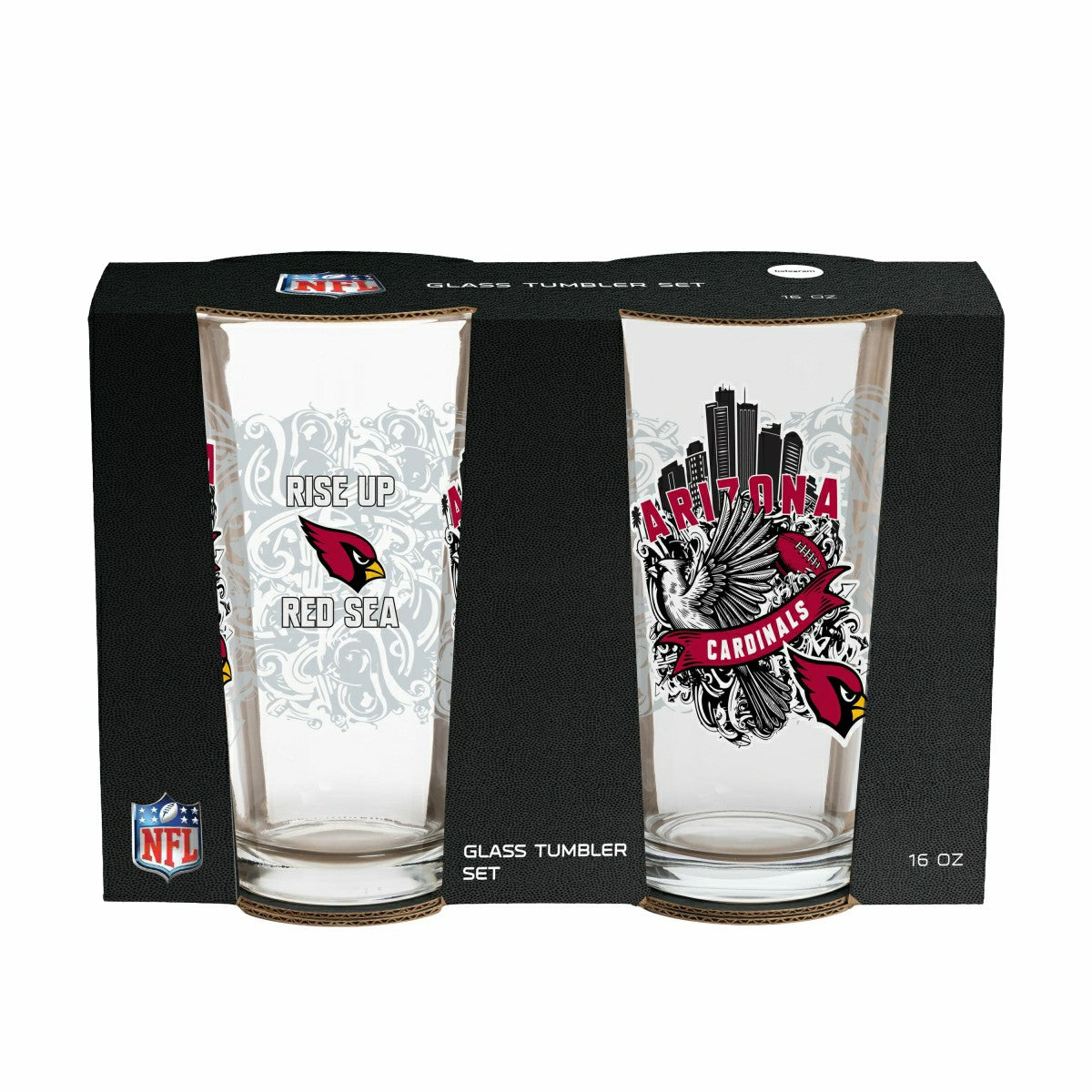 Arizona Cardinals 16oz Glass pint, Set of 2, NFL, Home