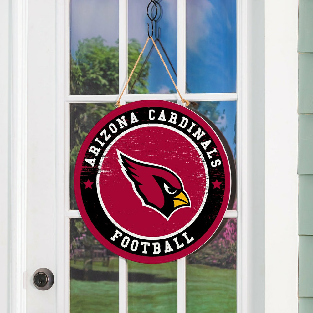 Arizona Cardinals Round Door Décor with Hanging Rope, 18x18, NFL, Home
