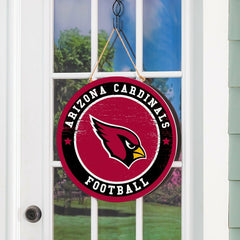 Arizona Cardinals Round Door Décor with Hanging Rope, 18x18, NFL, Home