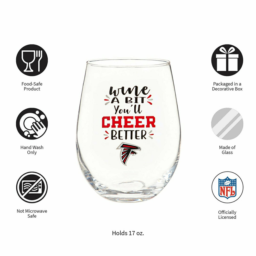 Atlanta Falcons, 17oz Boxed Stemless Wine, NFL, Home