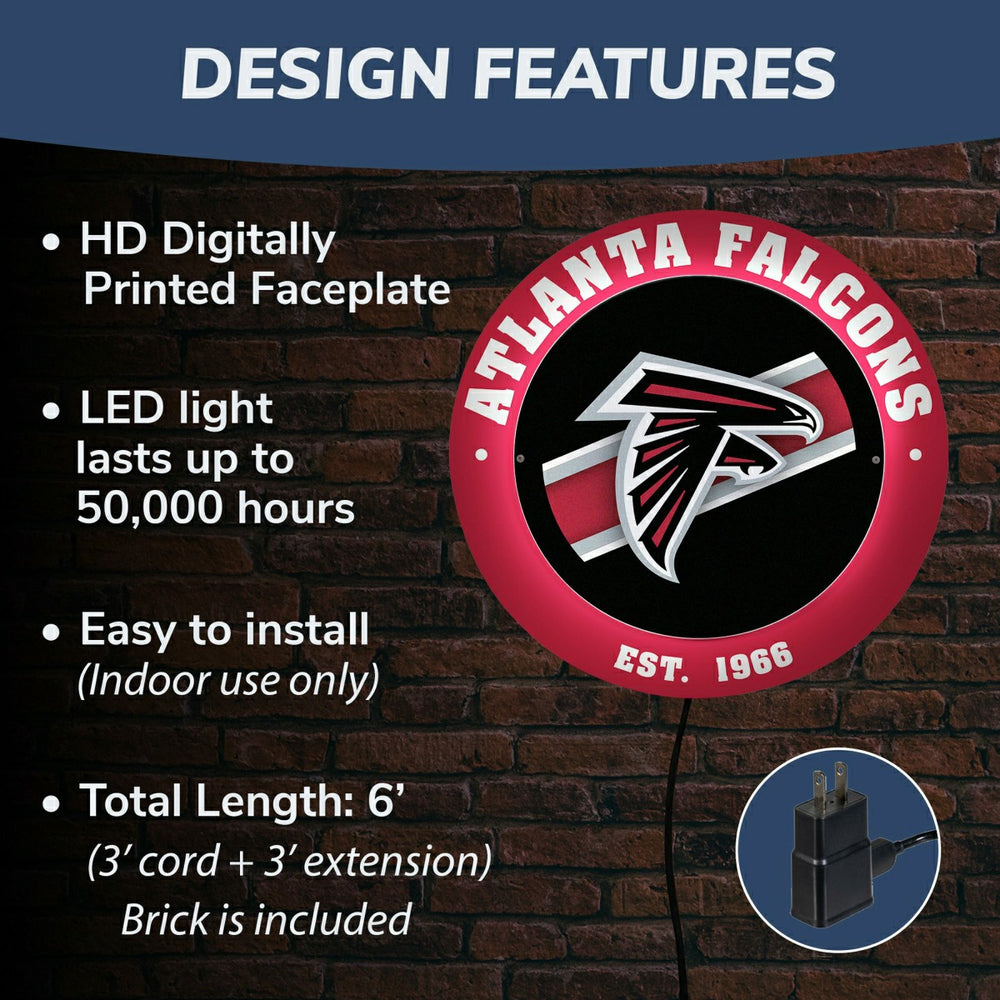 Atlanta Falcons, Metal Lite, Round, NFL