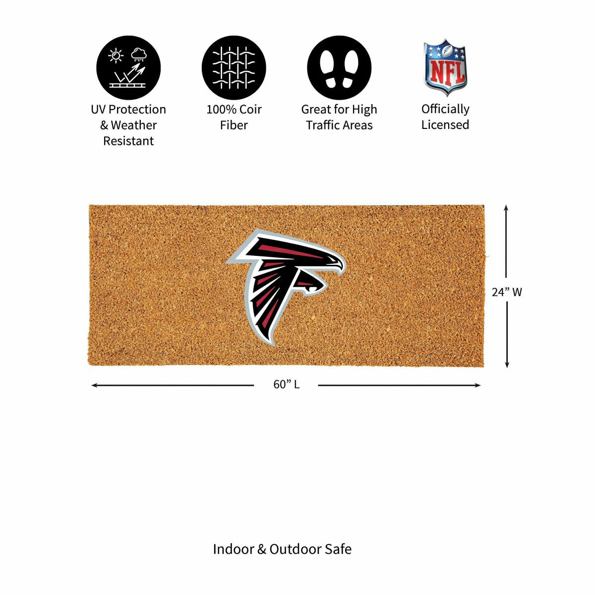 Atlanta Falcons Extra Large Full Color Coir Mat, 60"x24", NFL