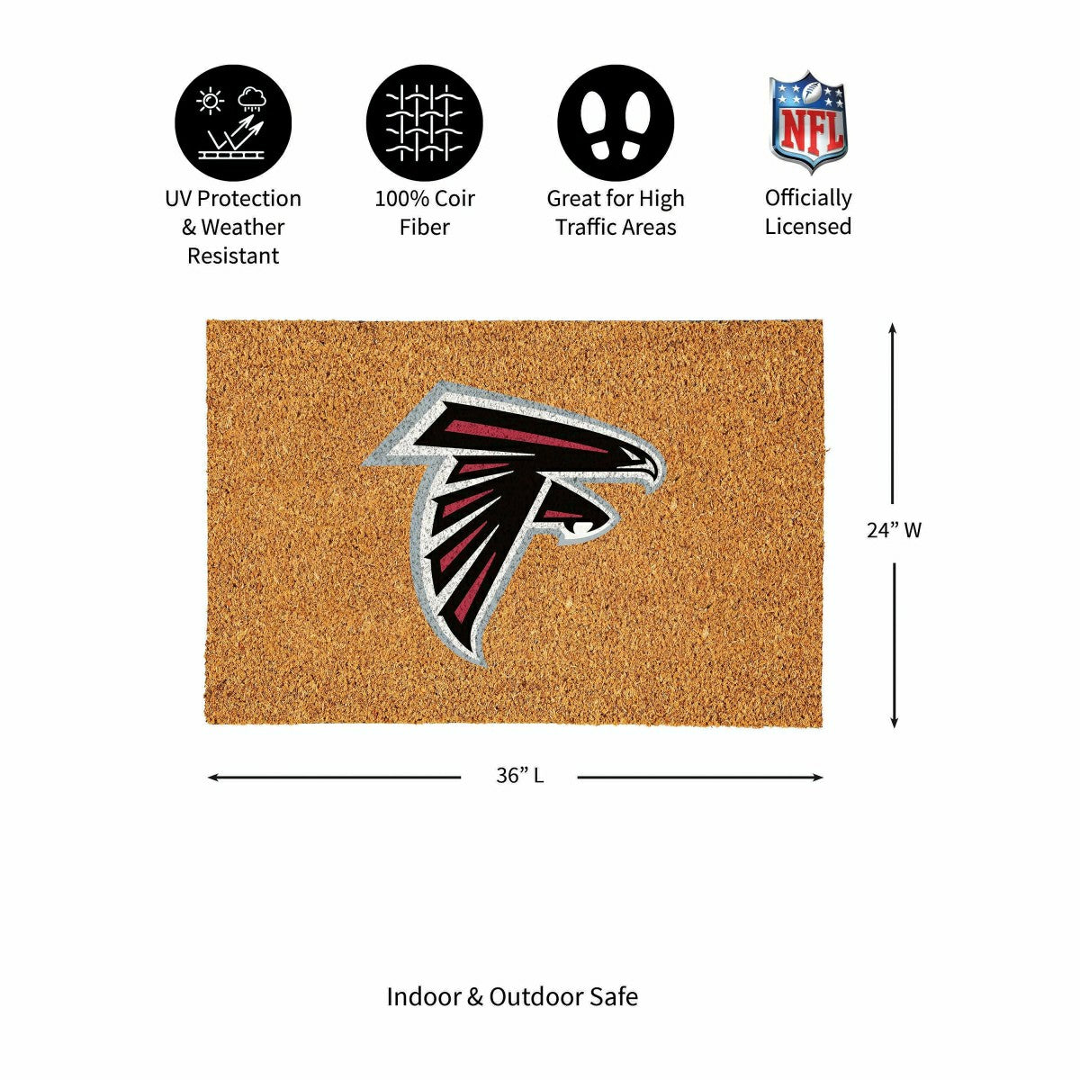 Atlanta Falcons Large Full Color Coir Mat, 36"x24", NFL