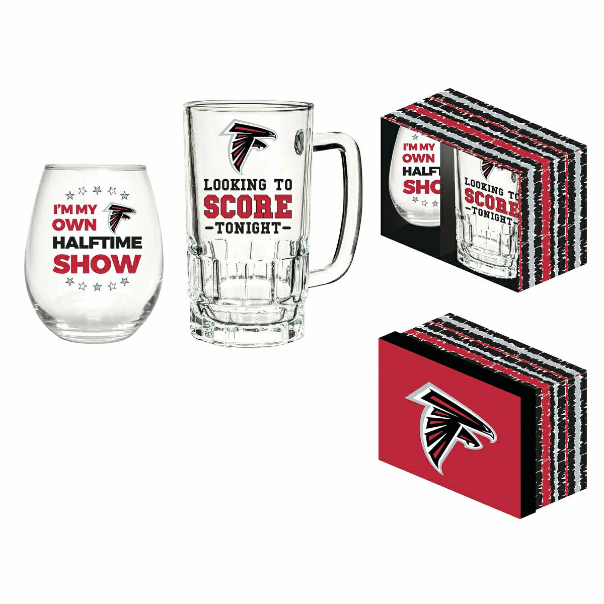 Atlanta Falcons, Stemless 17OZ Wine & Beer 16 OZ Gift Set, NFL