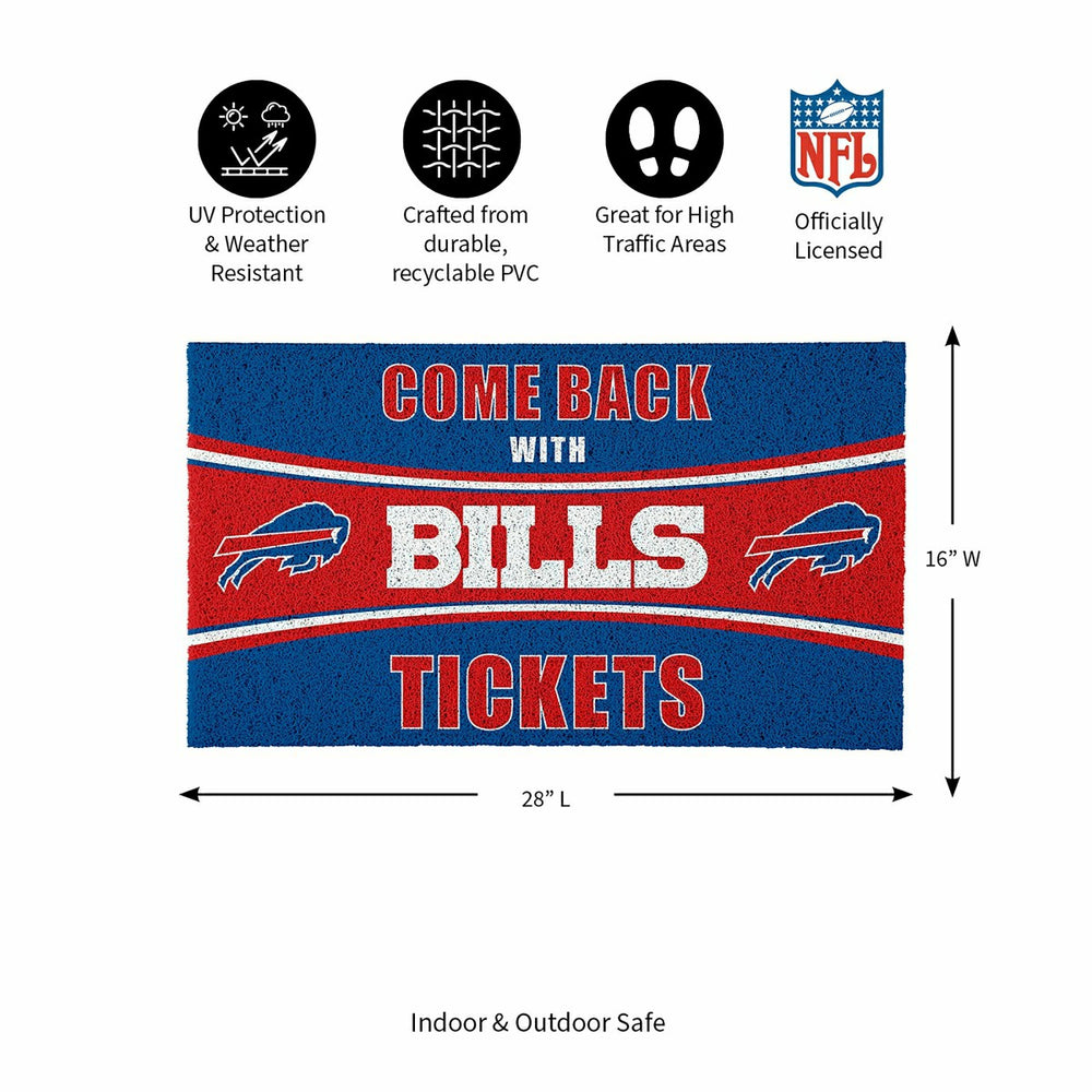 28" x 16" PVC Trapper Mat, Come Back with Tickets, Buffalo Bills, NFL