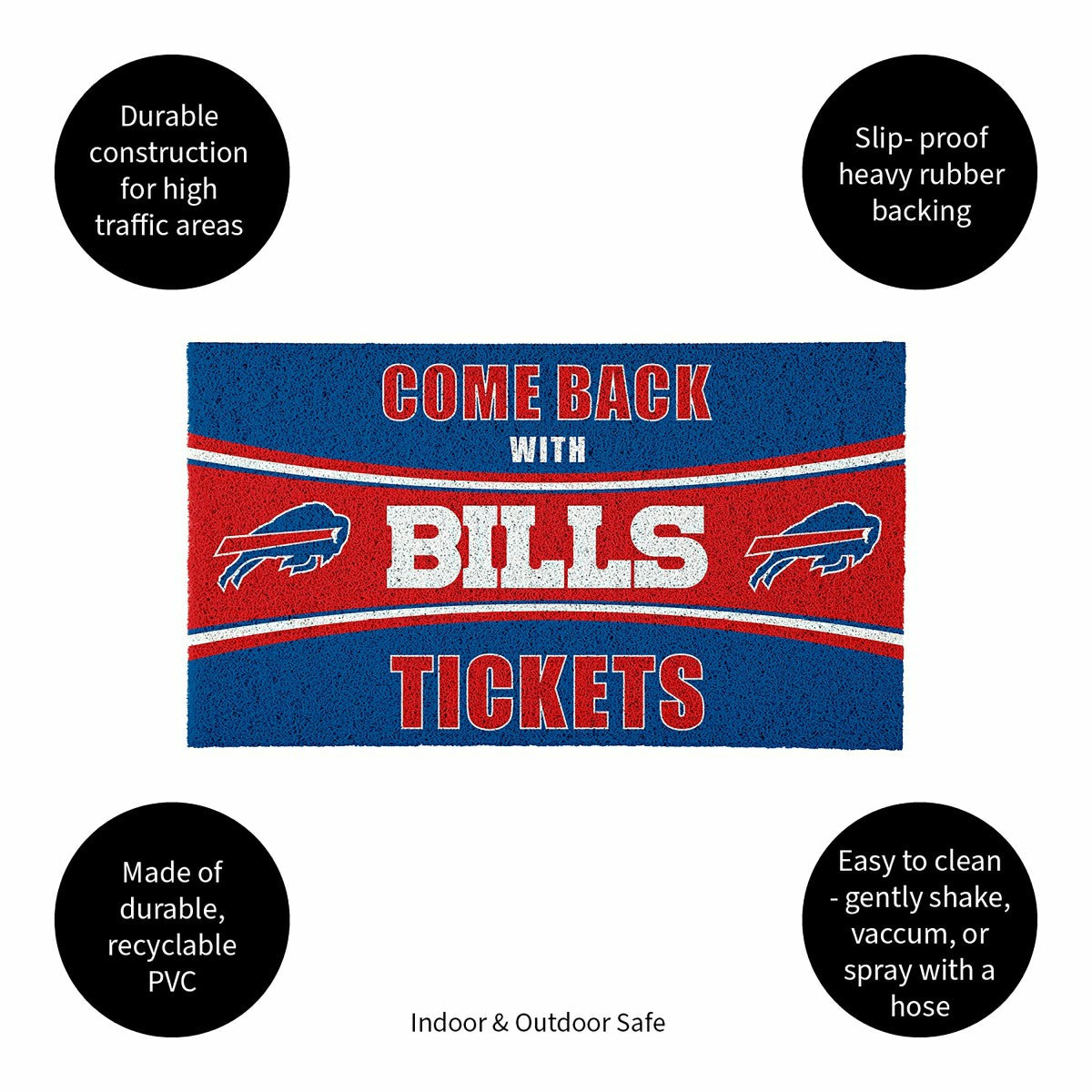 28" x 16" PVC Trapper Mat, Come Back with Tickets, Buffalo Bills, NFL