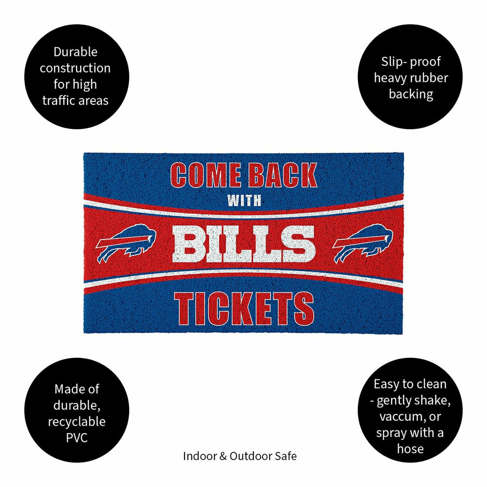 28" x 16" PVC Trapper Mat, Come Back with Tickets, Buffalo Bills, NFL