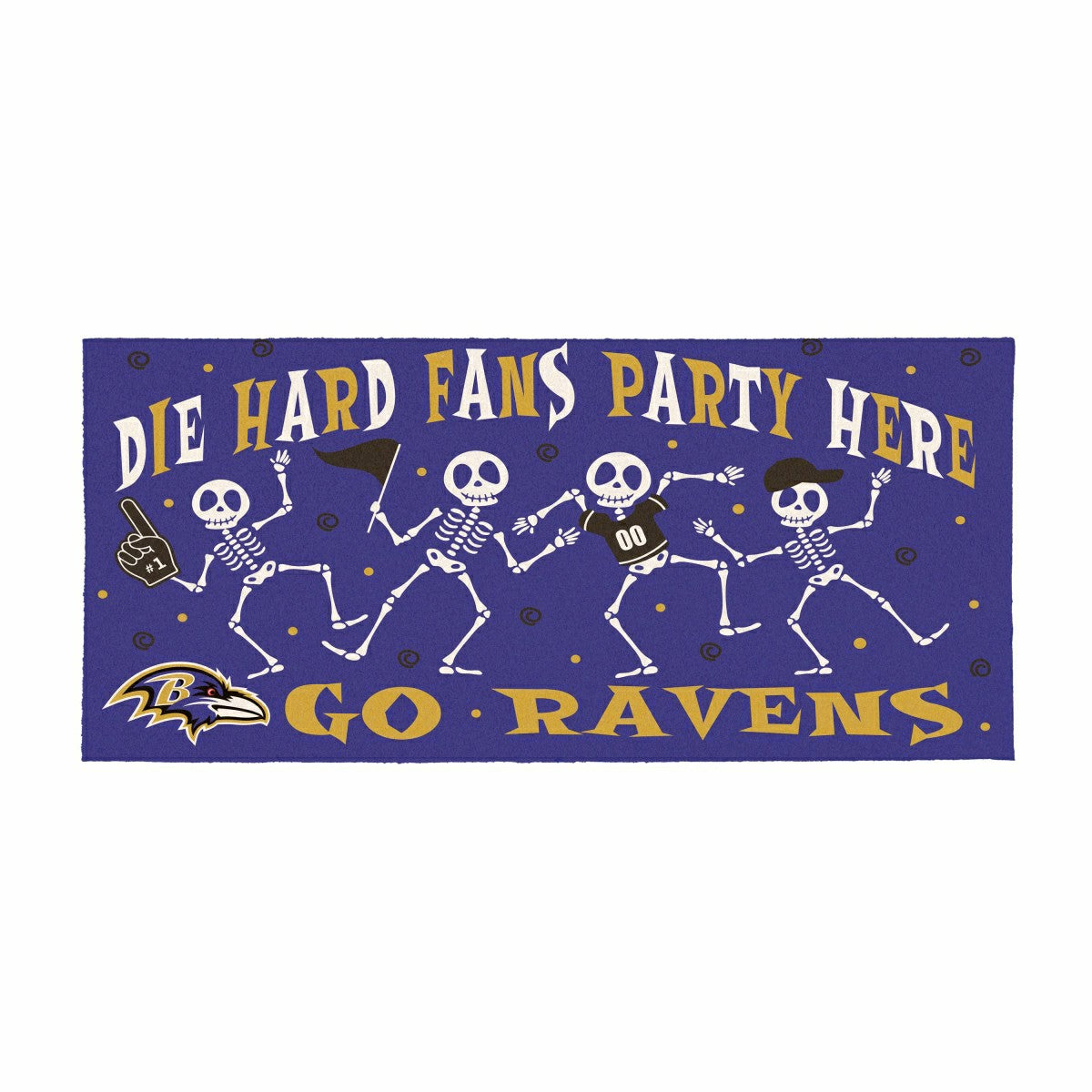 Baltimore Ravens Flocked Coir Halloween Sassafras Switch Mat, 22"x10", NFL