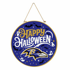 Baltimore Ravens Halloween Round Door Décor with Hanging Rope, 18x18, NFL, Home