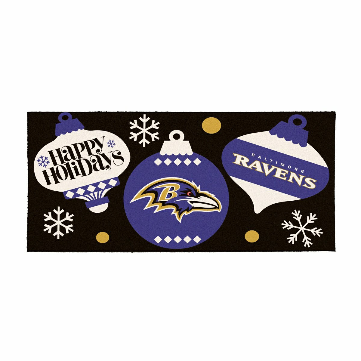 Baltimore Ravens Holiday Flocked Coir Sassafras Switch Mat, 22"x10", NFL