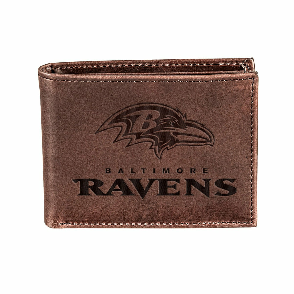 Baltimore Ravens, Bi-Fold Wallet, Brown, CH, 100% Genuine Leather, NFL, Home