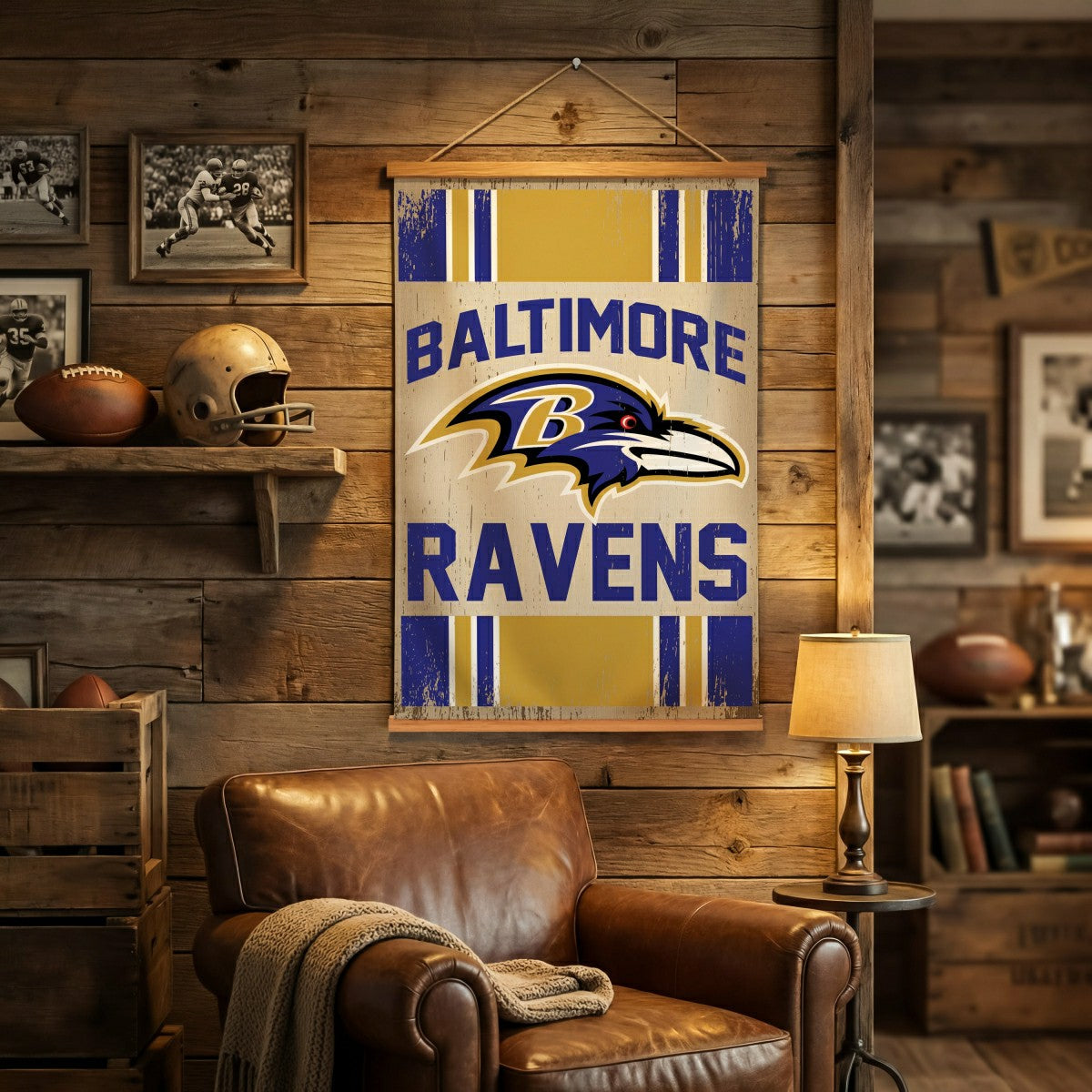 Baltimore Ravens, Canvas Wall Tapestry, Medium, 36x24, NFL, Home