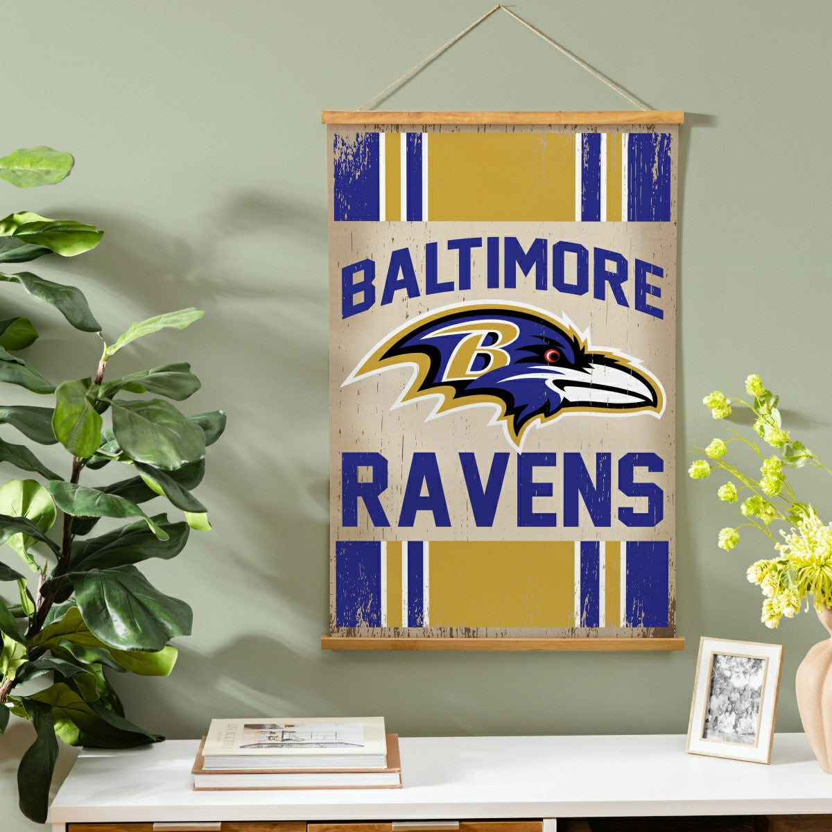 Baltimore Ravens, Canvas Wall Tapestry, Medium, 36x24, NFL, Home