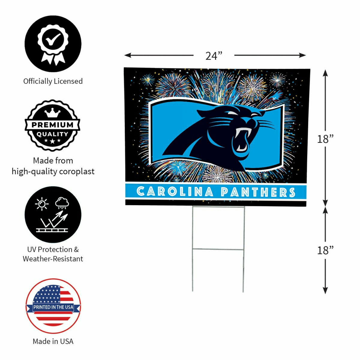 Carolina Panthers Yard Sign, Patriotic, NFL, Home