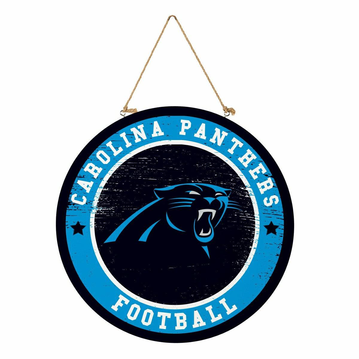 Carolina Panthers Round Door Décor with Hanging Rope, 18x18, NFL, Home