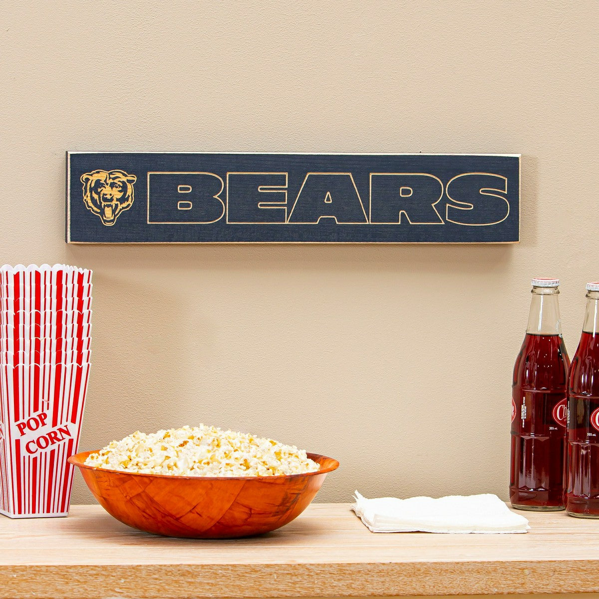 Chicago Bears Engraved Wood Sign, 3.5" x 18", NFL, Home