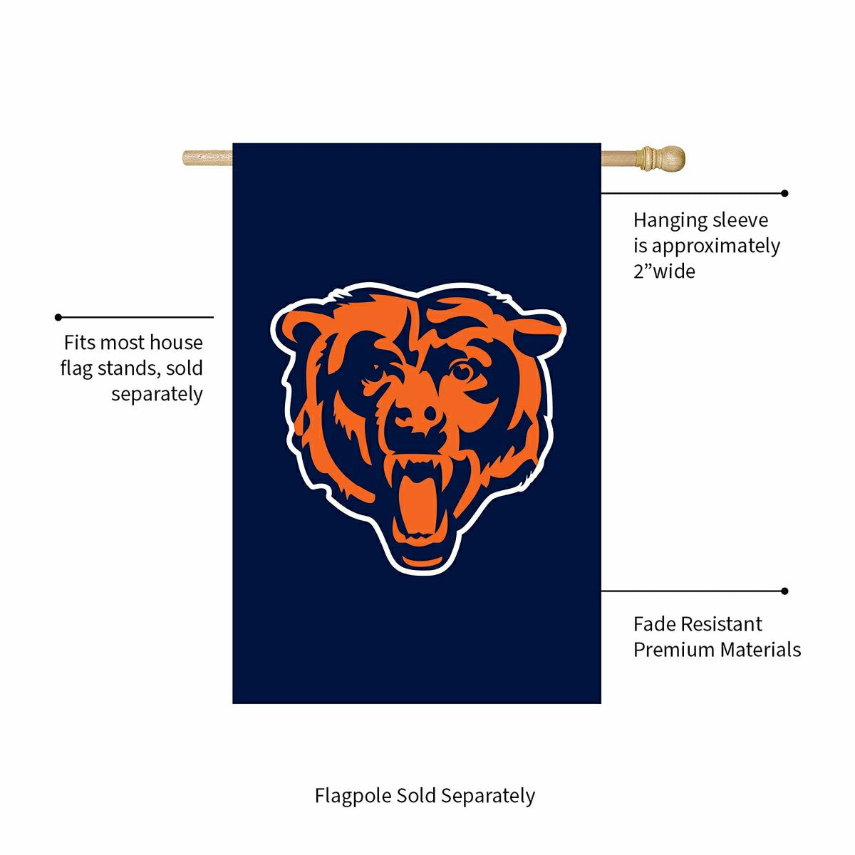 Chicago Bears Applique House Flag, NFL, Home
