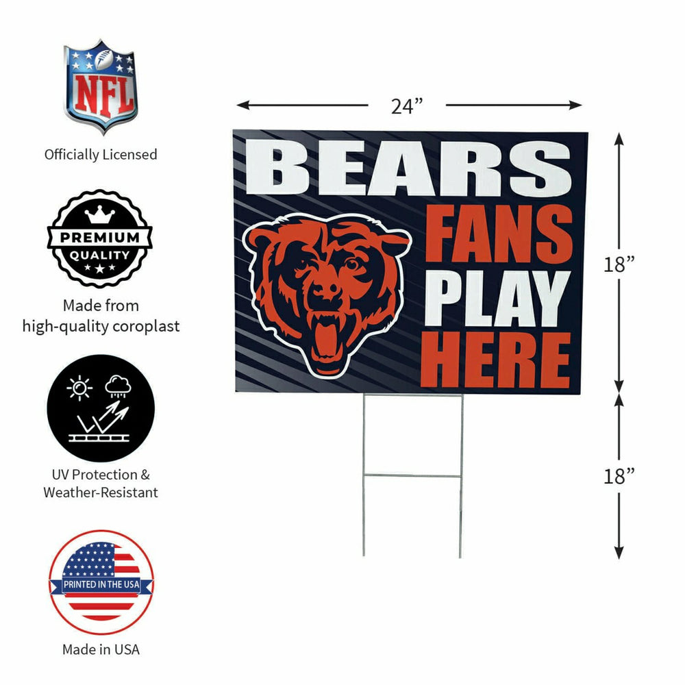 Chicago Bears Coroplast Yard Sign "Fans Play Here", NFL, Home