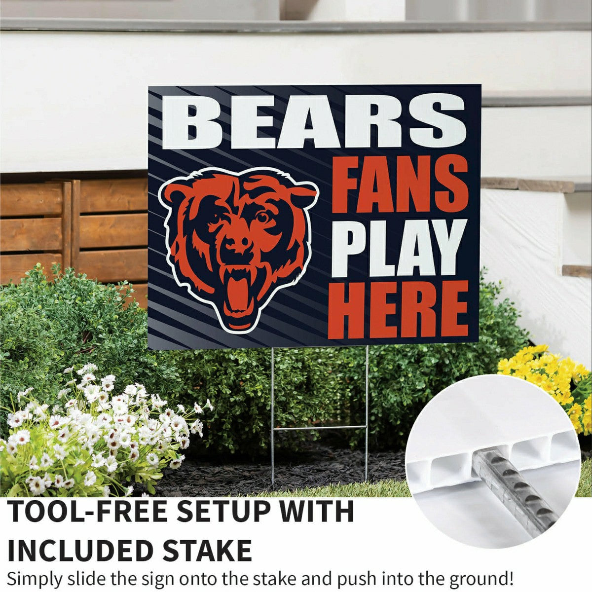 Chicago Bears Coroplast Yard Sign "Fans Play Here", NFL, Home