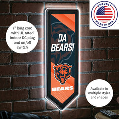 LED Wall Decor, Pennant, Chicago Bears, NFL, Home