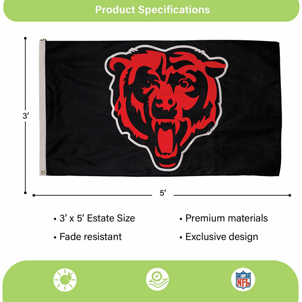 Chicago Bears Single Sided Estate Flag with 2 Grommets 3'x5', NFL, Home