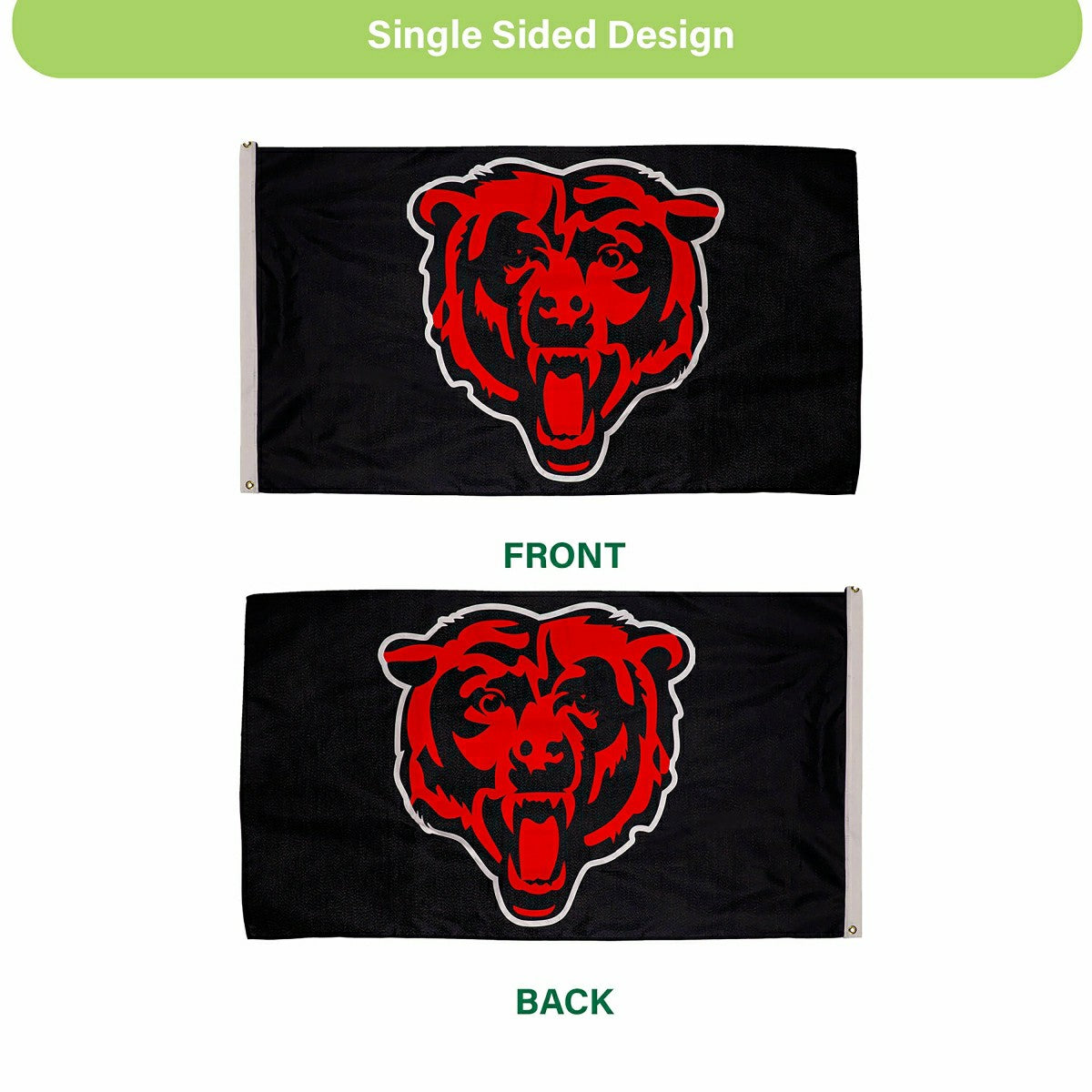 Chicago Bears Single Sided Estate Flag with 2 Grommets 3'x5', NFL, Home