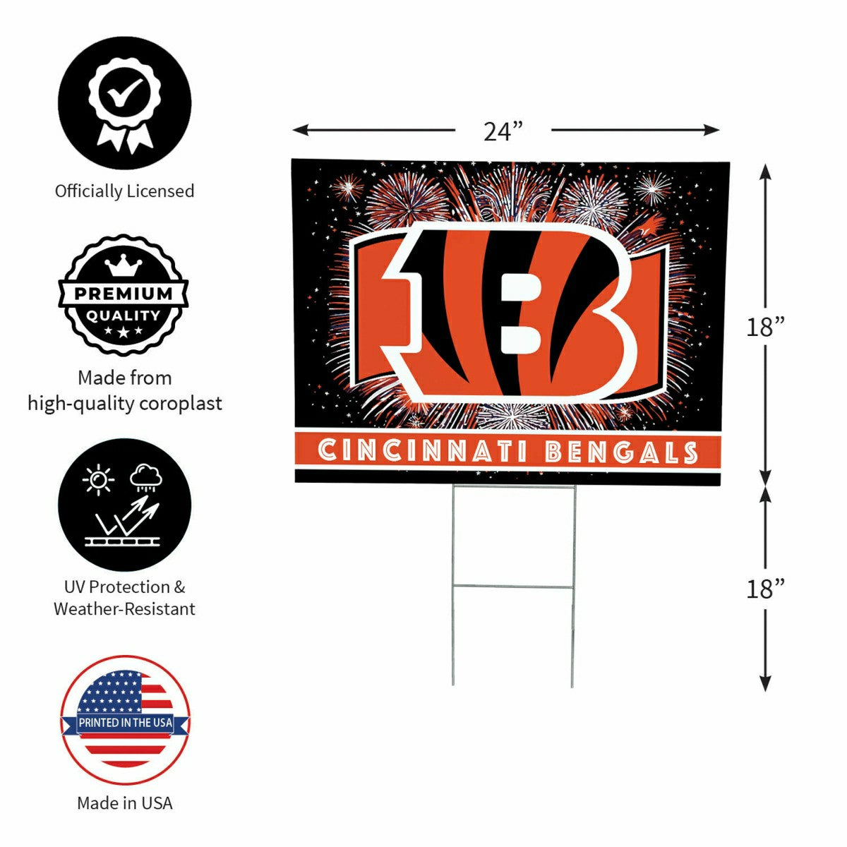Cincinnati Bengals Yard Sign, Patriotic, NFL, Home