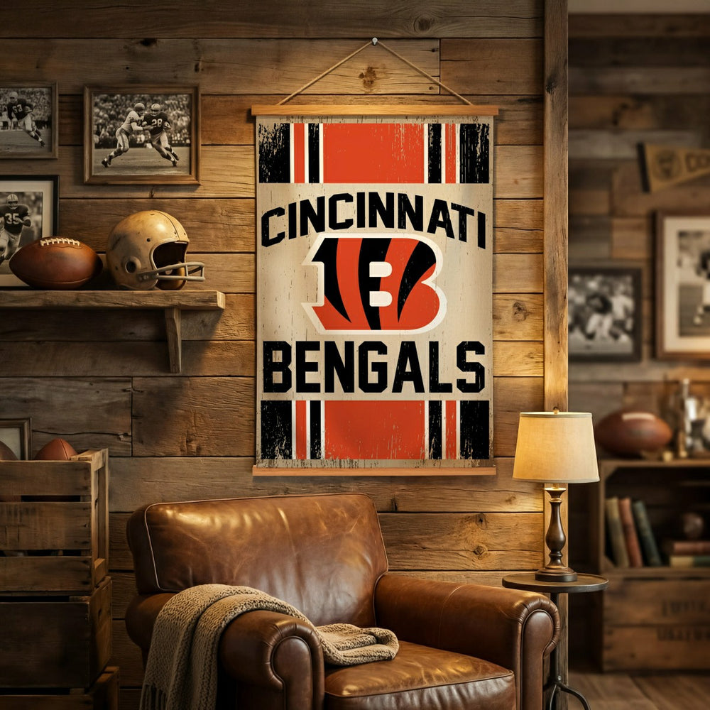 Cincinnati Bengals, Canvas Wall Tapestry, Medium, 36x24, NFL, Home