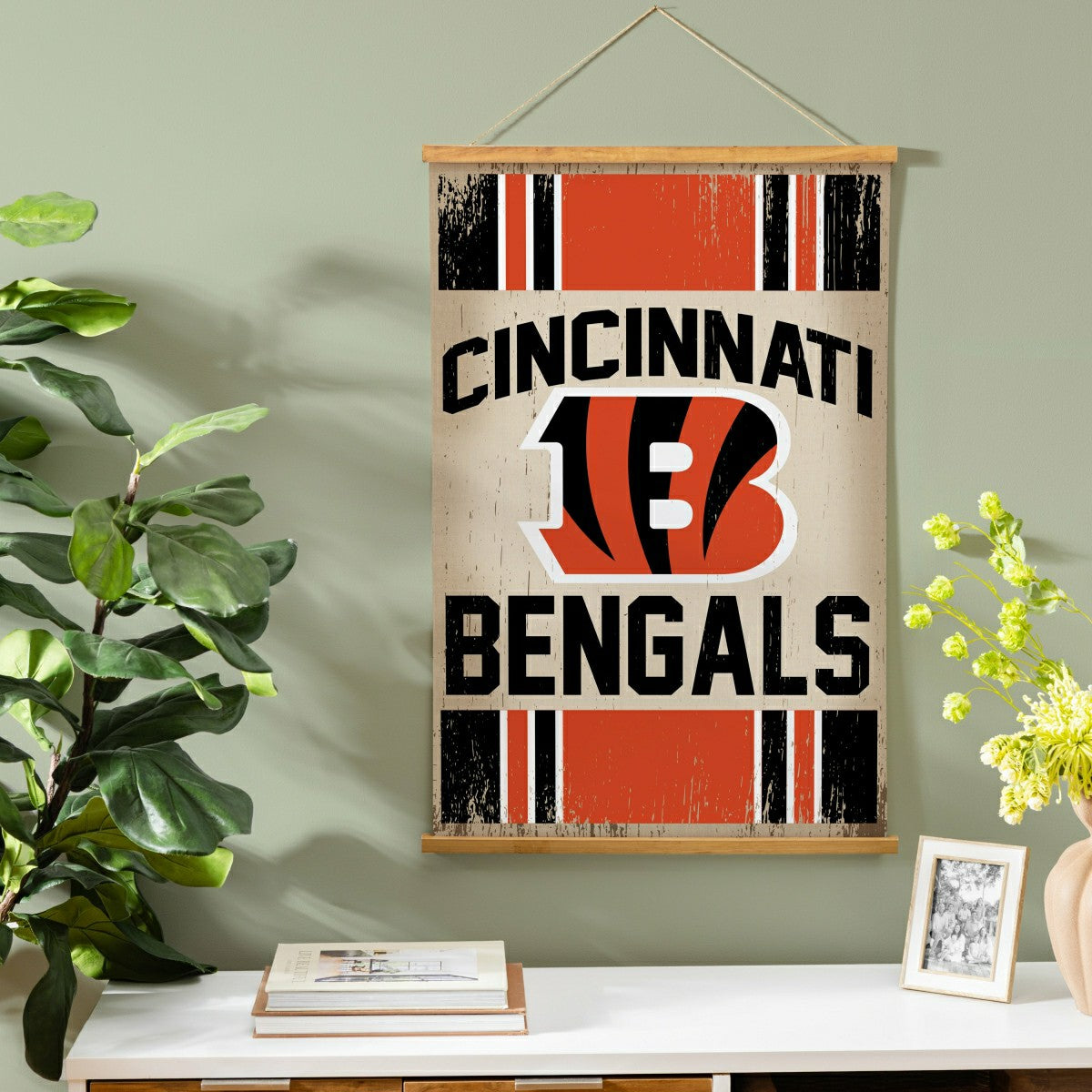 Cincinnati Bengals, Canvas Wall Tapestry, Medium, 36x24, NFL, Home