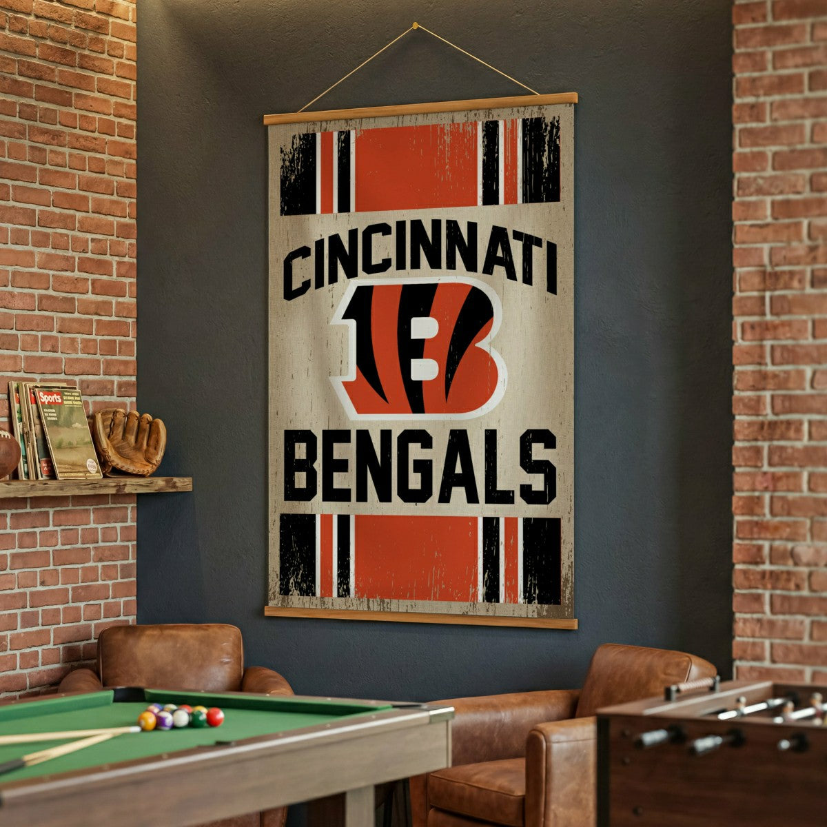 Cincinnati Bengals, Canvas Wall Tapestry, Large, 54x36, NFL, Home