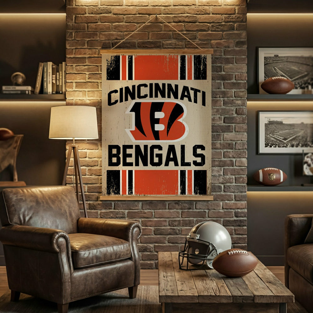 Cincinnati Bengals, Canvas Wall Tapestry, Large, 54x36, NFL, Home