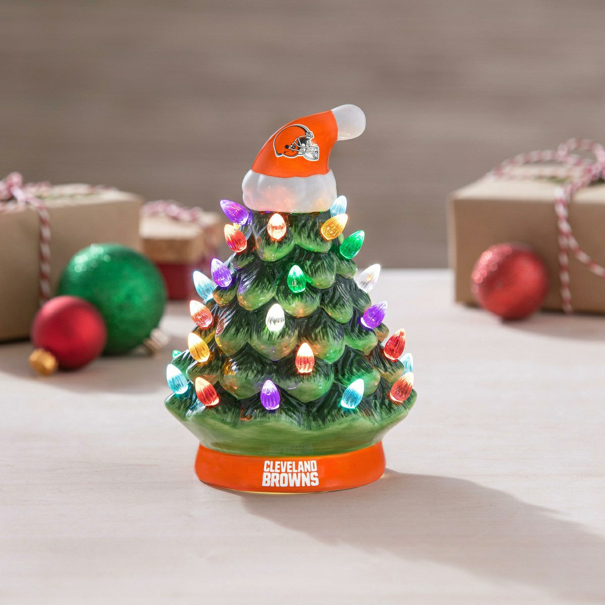 8" LED Ceramic Christmas Tree, Cleveland Browns, NFL, Home