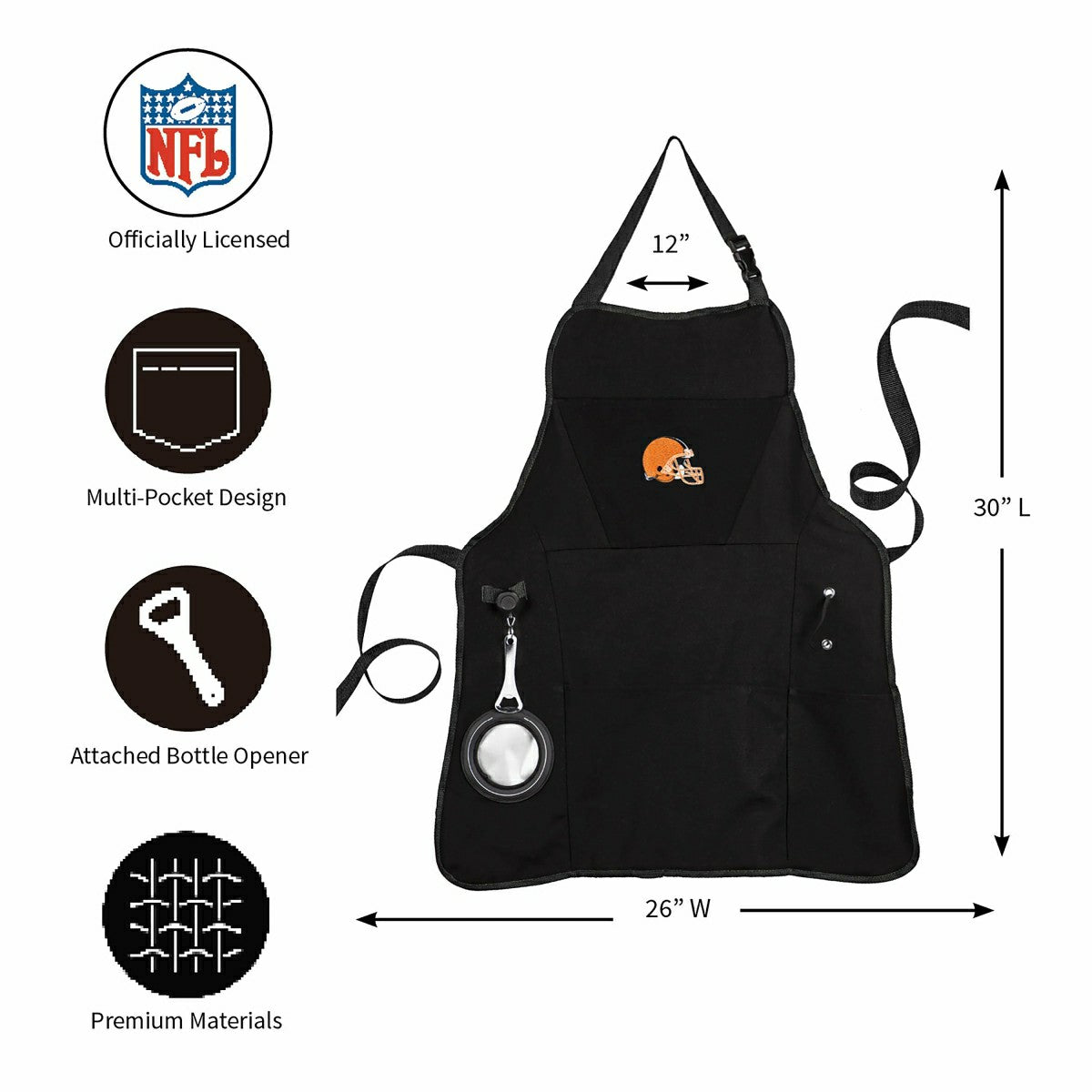 Grill Apron, Black, Cleveland Browns, NFL, Home