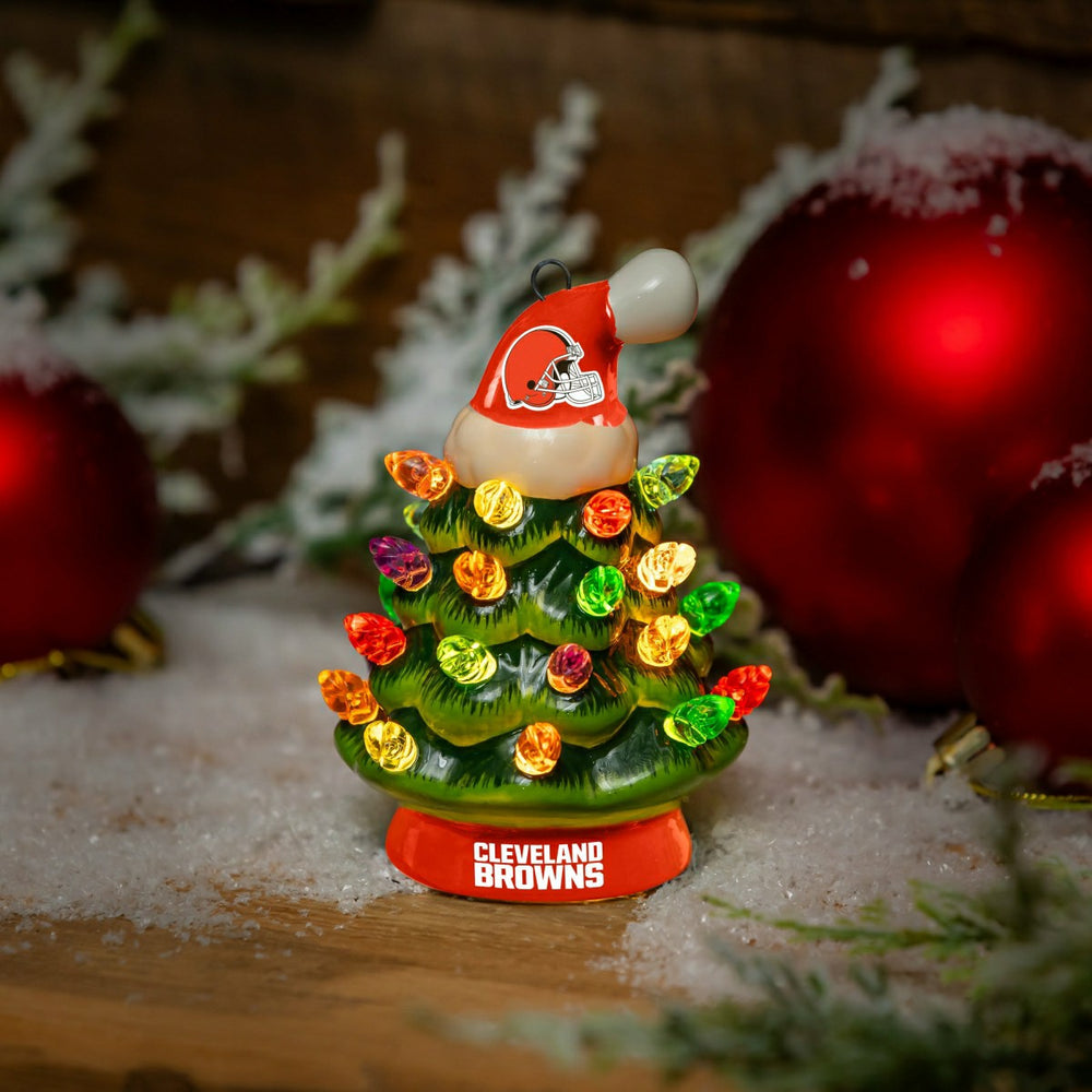 Cleveland Browns 4" Mini LED Tabletop Christmas Tree, Set of 2, NFL, Home