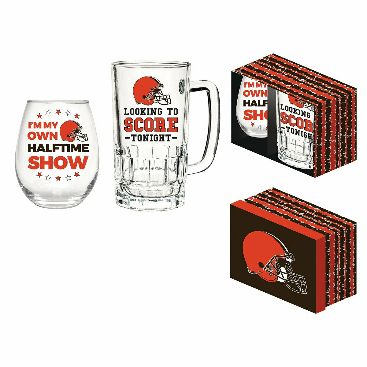 Cleveland Browns, Stemless 17OZ Wine & Beer 16 OZ Gift Set, NFL
